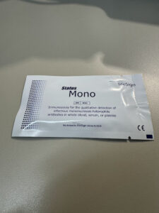 Status Rapid Mono Test Kit. The test device is enclosed in this sealed package.