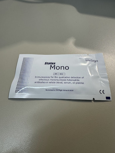 Status Rapid Mono Test Kit. The test device is enclosed in this sealed package.
