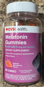 A bottle of melatonin gummies. Original Image