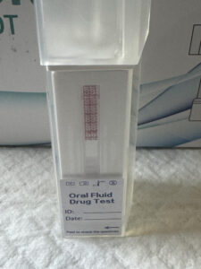 Fluid moving through the AccuBio test strip