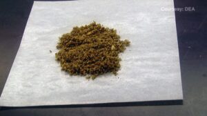 Spice/K2 looks like ground up plant material, similar to dried oregano. 
-Photo courtesy of DEA